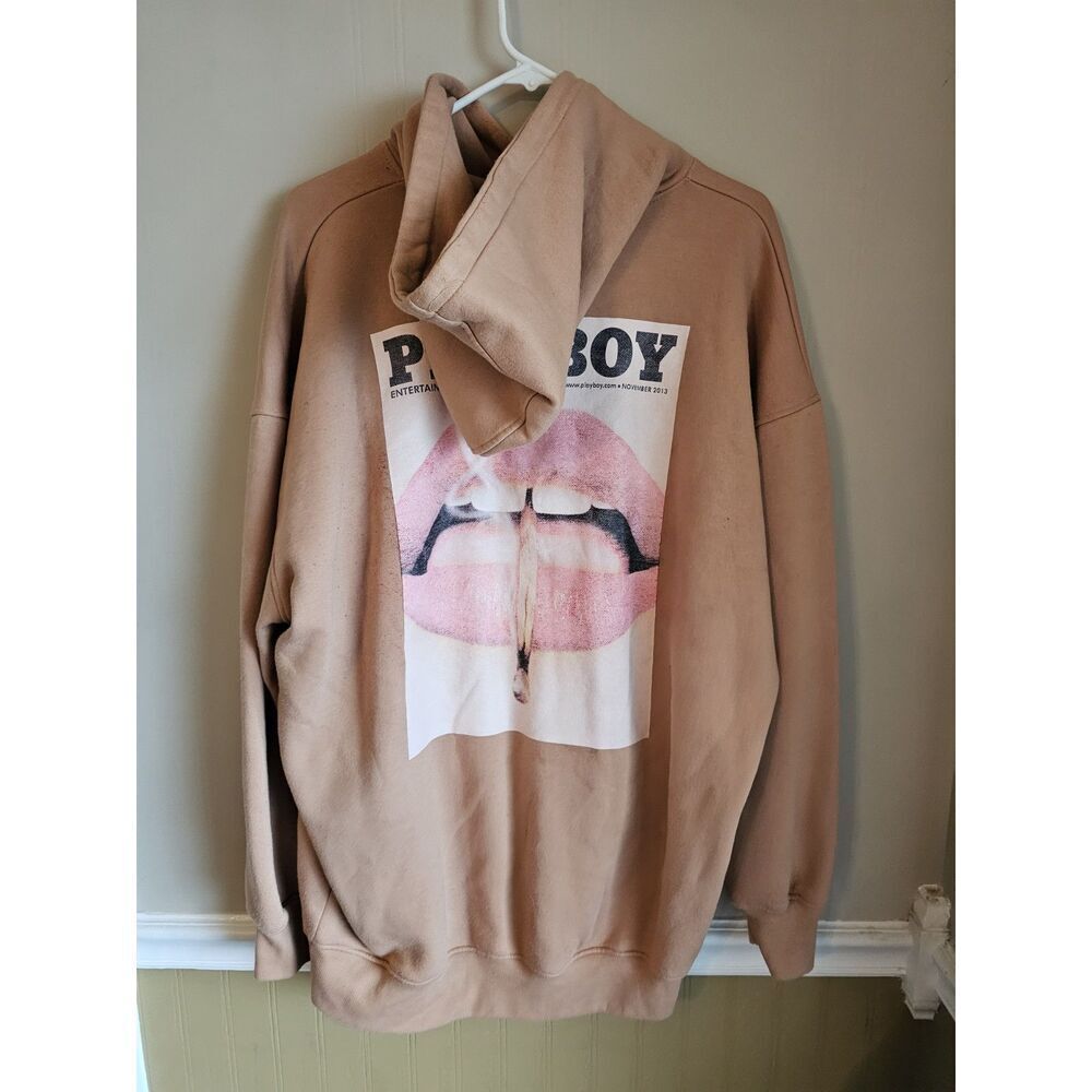 ⭐️Playboy Graphic Pullover Hoodie Oversized Size 2 - Tan⭐️